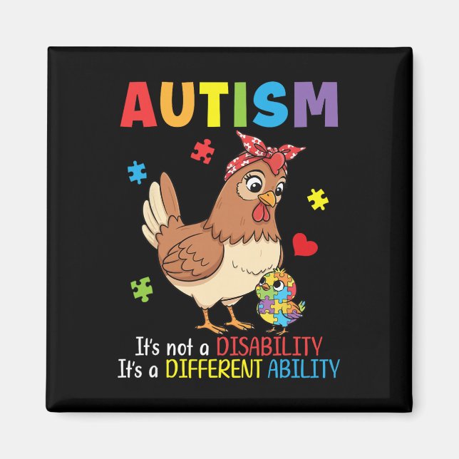 Autism Awareness Mother Chicken Different Ability  Magnet (Front)