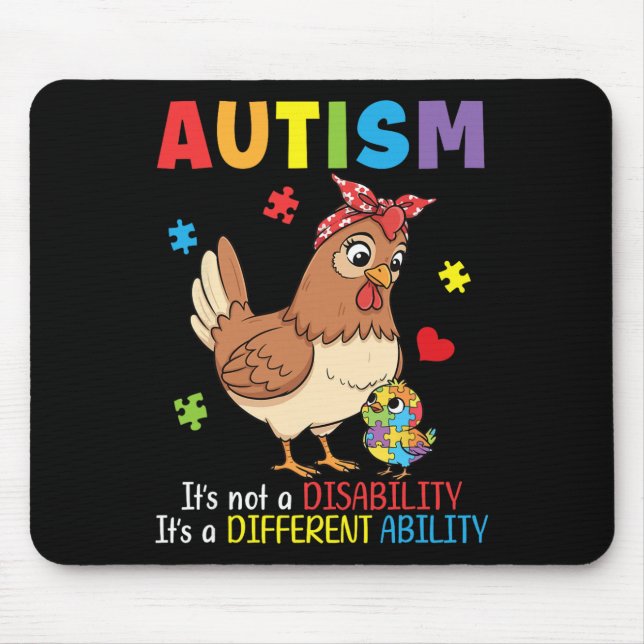 Autism Awareness Mother Chicken Different Ability  Mouse Pad (Front)