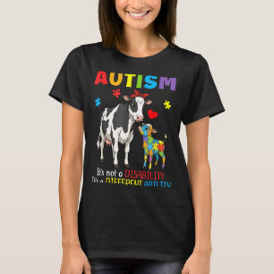 Autism Awareness Mother Cow Different Ability Puzz T-Shirt