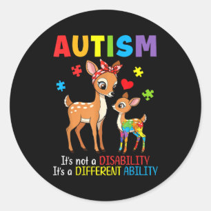 Autism Awareness Mother Deer Different Ability Puz Classic Round Sticker