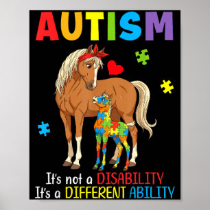 Autism Awareness Mother Horse Different Ability Pu Poster