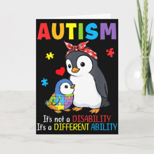 Autism Awareness Mother Penguin Different Ability  Card