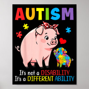 Autism Awareness Mother Pig Different Ability Puzz Poster