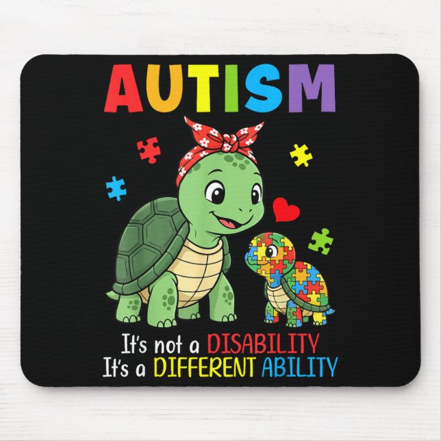 Autism Awareness Mother Turtle Different Ability S Mouse Pad (Front)