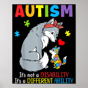 Autism Awareness Mother Wolf Different Ability Puz Poster