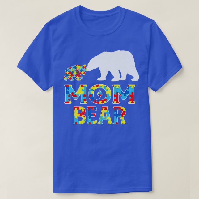 Autism Awareness Mum Bear Support Autistic Premium T-Shirt (Design Front)
