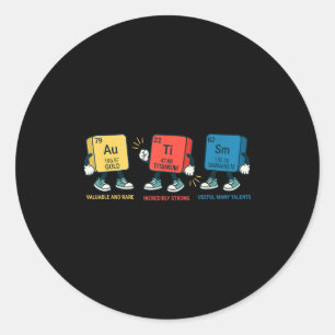 Autism awareness mum dad kids elements periodic classic round sticker