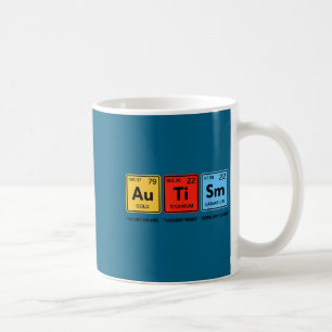 Autism awareness mum dad kids elements periodic coffee mug