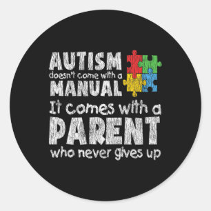 Autism Awareness Mum Dad Parents Autistic Kids Awa Classic Round Sticker