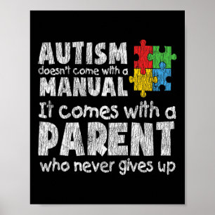 Autism Awareness Mum Dad Parents Autistic Kids Awa Poster
