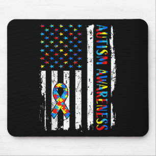 Autism Awareness Mum Dad Usa Flag Autistic Awarene Mouse Pad
