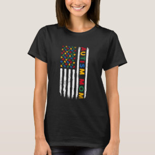 Autism Awareness Mum Dad USA flag Autistic Awarene T-Shirt