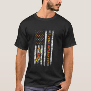 Autism Awareness Mum Dad USA flag Autistic Awarene T-Shirt
