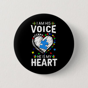 Autism Awareness Mum I Am His Voice He Is My Heart 6 Cm Round Badge