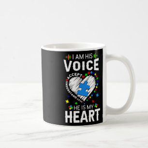Autism Awareness Mum I Am His Voice He Is My Heart Coffee Mug