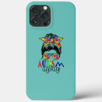 Autism Awareness Mum Life Messy Bun Sunglasses