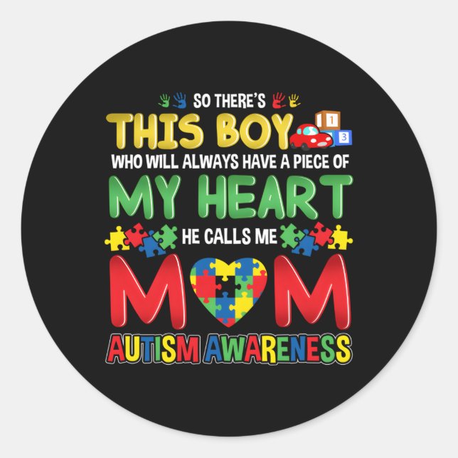 Autism Awareness Mum Mother See True Colours Classic Round Sticker (Front)