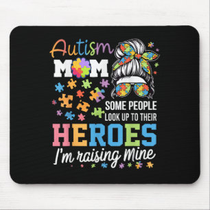 Autism Awareness Mum Raising Heroes Womens Autisti Mouse Pad
