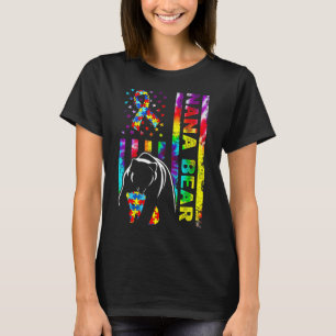 Autism Awareness Nana Bear Autistic American Flag T-Shirt
