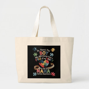 Autism Awareness Nana Puzzle Heart Grandma Gift Large Tote Bag