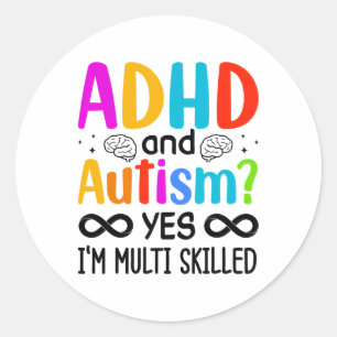 Autism Awareness Neurodivergent Audhdh  Classic Round Sticker