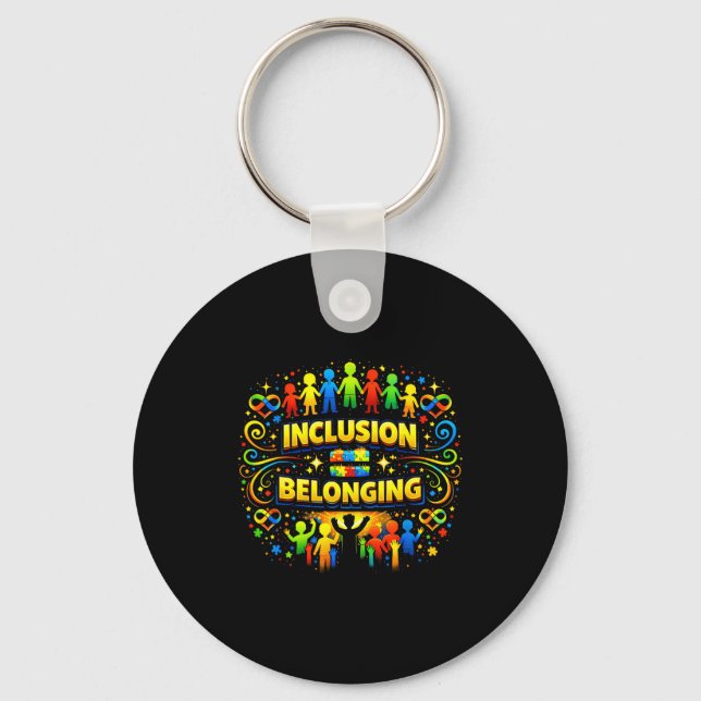 Autism awareness neurodivergent inclusion equals key ring (Front)