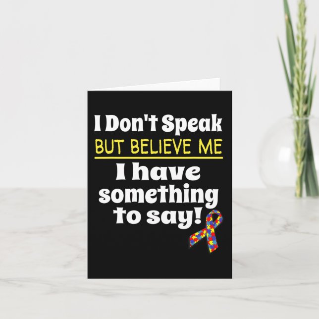 Autism Awareness Non-Verbal Awareness I Don't Spea Card (Front)