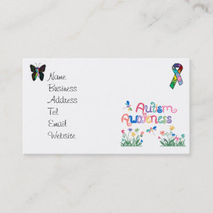 Autism Awareness on White  Business cards