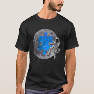 Autism Awareness Outer Space Astronaut Puzzle Piec T-Shirt