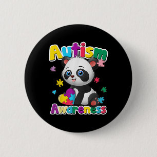 Autism Awareness Panda Puzzle Pieces Colours Gift  6 Cm Round Badge