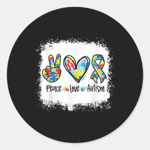 Autism Awareness Peace Love Autism In April We Wea Classic Round Sticker