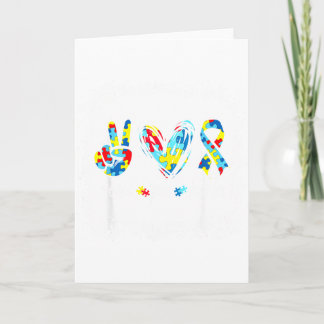 Autism Awareness Peace Love Autism Puzzle Ribbon B Card