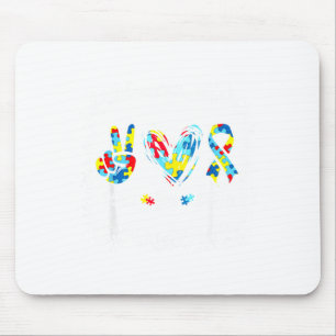 Autism Awareness Peace Love Autism Puzzle Ribbon B Mouse Pad