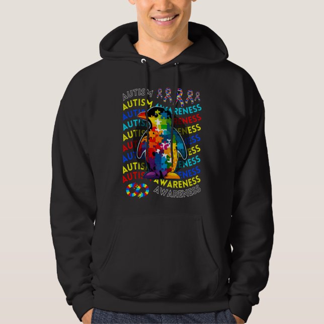 Autism Awareness Penguin For Teacher Autism Moms D Hoodie (Front)