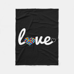 Autism Awareness Perfect Love Heart Jigsaw Puzzle Fleece Blanket
