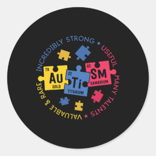 Autism Awareness Periodic Puzzle Science Teacher Classic Round Sticker