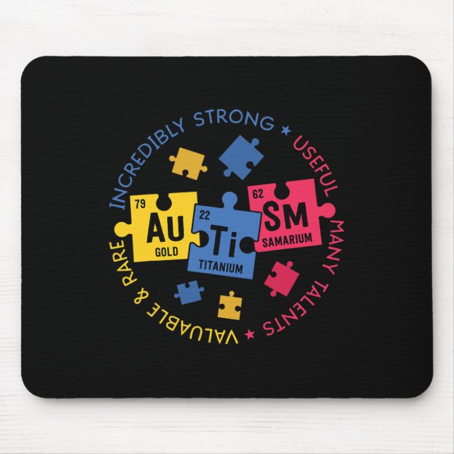 Autism Awareness  Periodic Puzzle Science Teacher  Mouse Pad (Front)