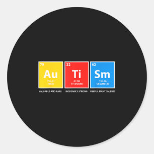 Autism awareness periodic table asd women men kids classic round sticker