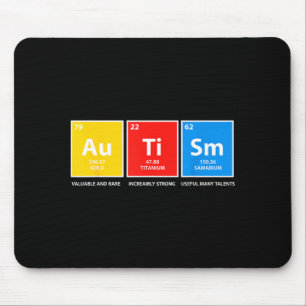 Autism awareness periodic table asd women men kids mouse pad