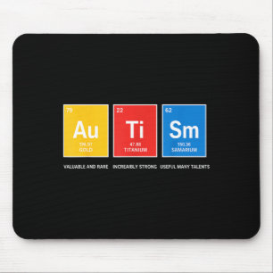 Autism awareness periodic table asd women men kids mouse pad