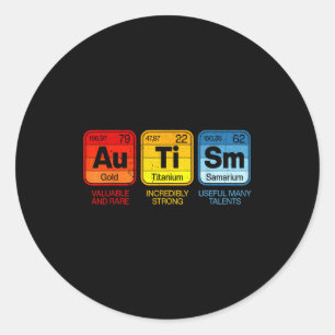 Autism Awareness Periodic Table Elements Women Men Classic Round Sticker