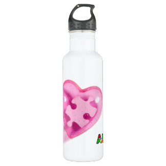 Autism Awareness Pink Heart Customise 710 Ml Water Bottle