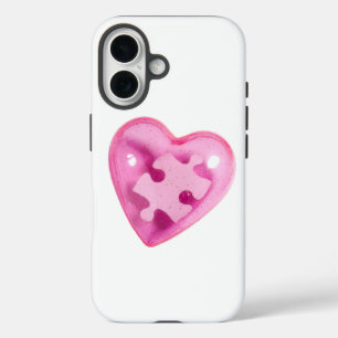 Autism Awareness Pink Heart iPhone cell case