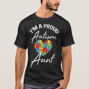 Autism Awareness Proud Aunt Puzzle Heart Cool Fami T-Shirt