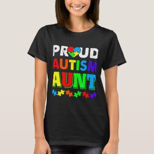 Autism Awareness Proud Autism Aunt Puzzle T-Shirt