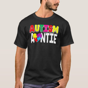 Autism Awareness Proud Autism Auntie Heart Puzzle T-Shirt