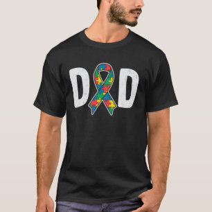 Autism Awareness Proud Autism Dad Father Puzzle Ri T-Shirt