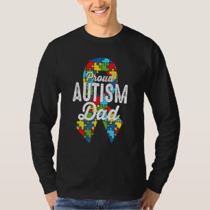 Autism Awareness Proud Autism Dad Ribbon Puzzle Fa T-Shirt