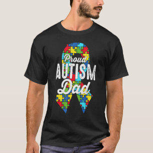 Autism Awareness Proud Autism Dad Ribbon Puzzle Fa T-Shirt