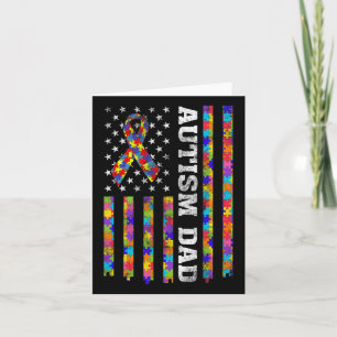 Autism Awareness Proud Autism Dad Vintage Usa Flag Card